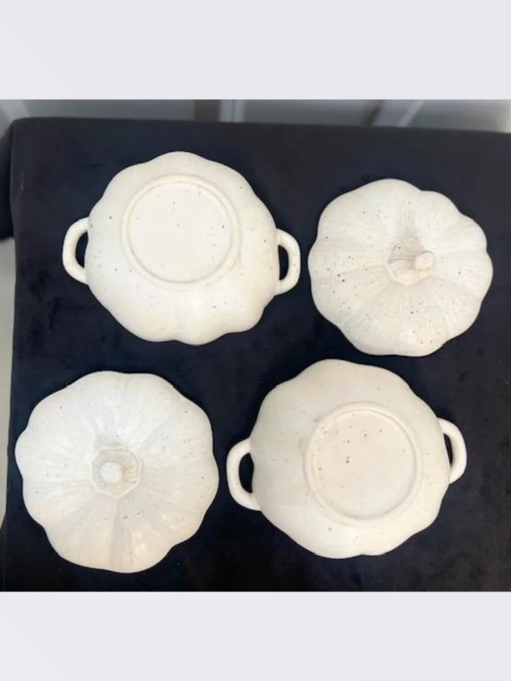 Anthropologie White Speckled Pumpkin Cocotte - Set of 2 - NWOT
